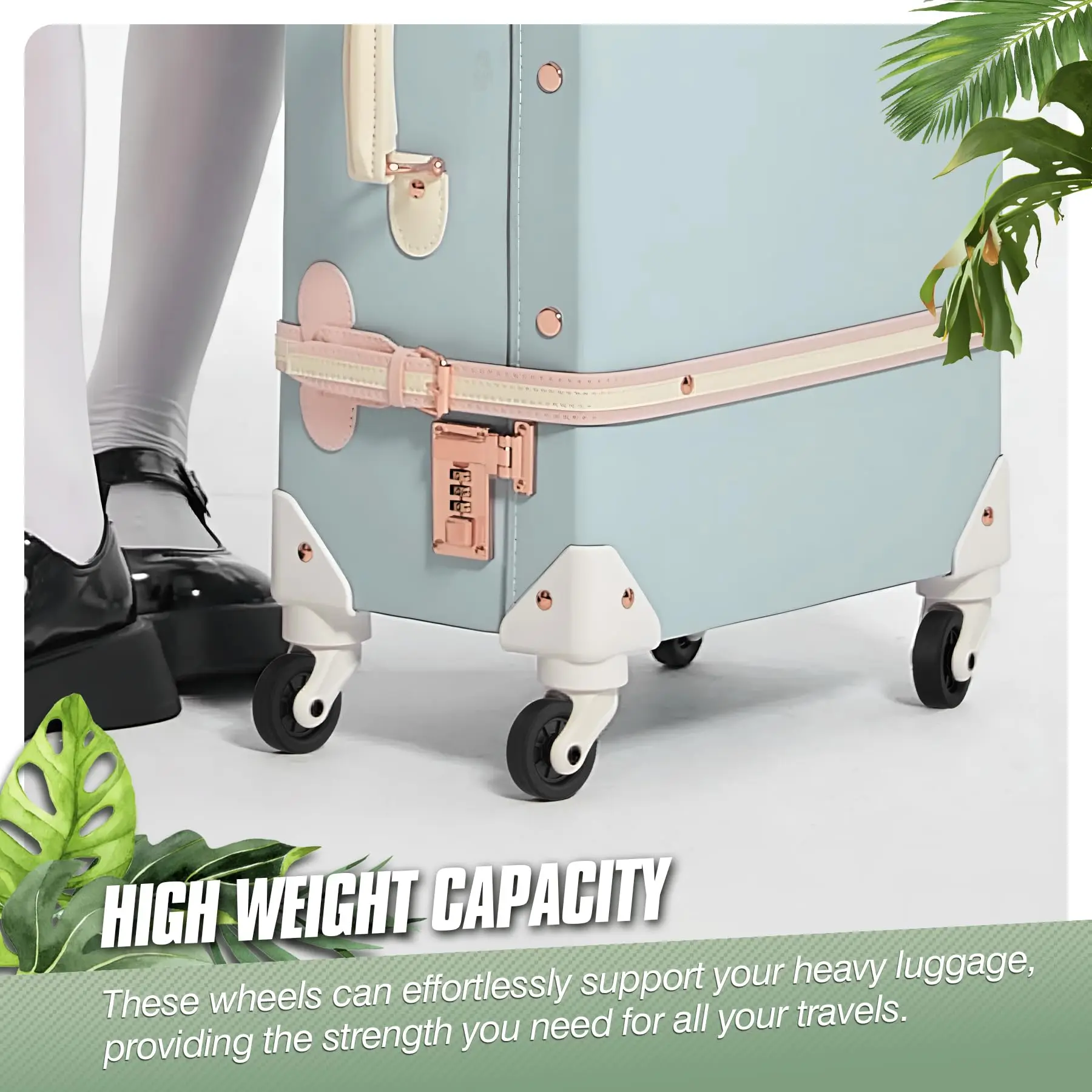 4Pcs Black Luggage Replacement Wheels Suitcase Repair Wheel Part W/H Screw Mute Travel Trolley Case Replacement 5cm Axles Caster