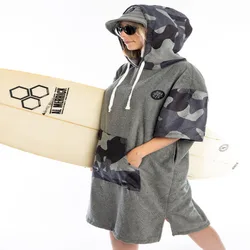 Unisex Hooded Beach Swimming Changing Robe Tichken Velvet Microfiber Surfing Dive Towel Absorbent Warm Outdoor Bath Poncho