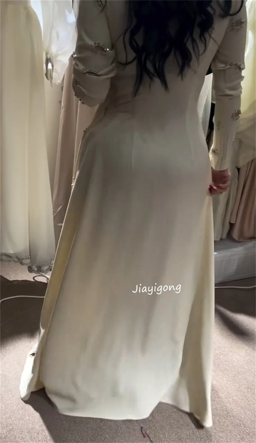 Jersey informal personalizado con lentejuelas y plisado, vestidos largos con cuello en V, ocasión a medida, estilo chino elegante