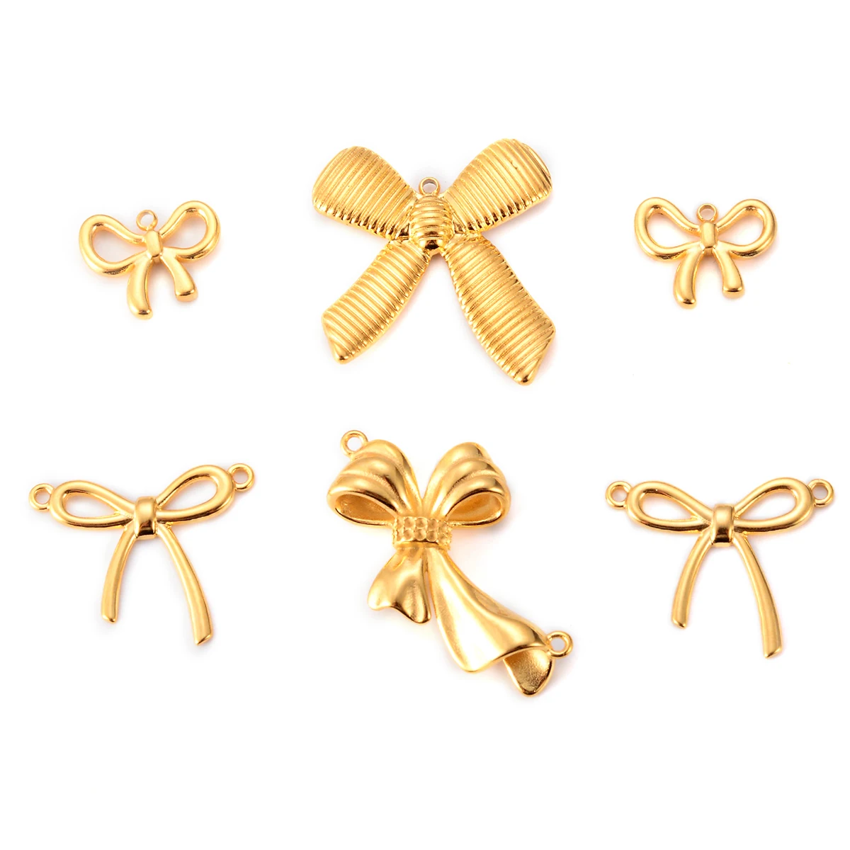 Wholesale 4pcs/lot Butterfly Knot Charm Connector Stainless Steel Pendants DIY Necklace Jewelry Making Accessories No Fade