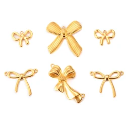 Wholesale 4pcs/lot Butterfly Knot Charm Connector Stainless Steel Pendants DIY Necklace Jewelry Making Accessories No Fade