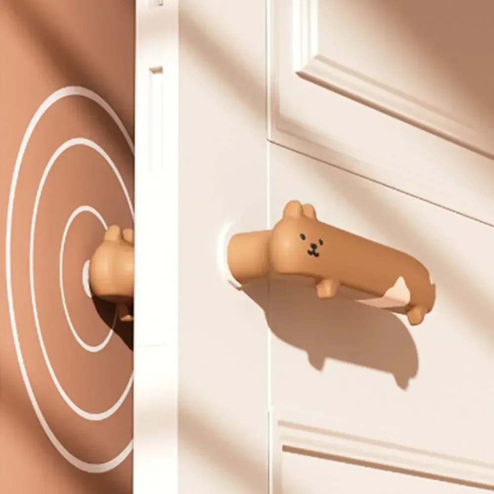 Cute Silicone Door Knob Cover Cat Shape Cold-proof Door Handle Cover Anti-collision Protective Pad Home