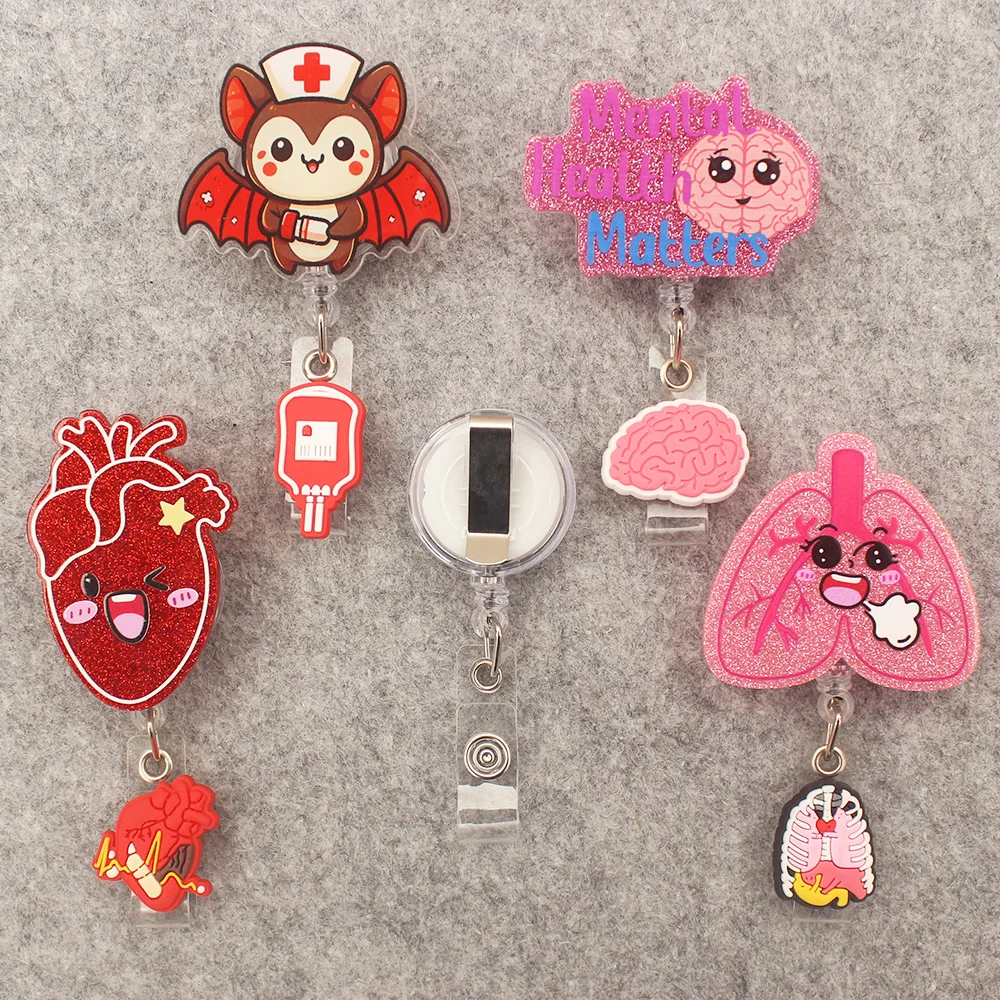 

Brain Bat Doctor Style Badge Reel Nurse Workers Enfermera ID Holder Retractable Card Holder Accessory