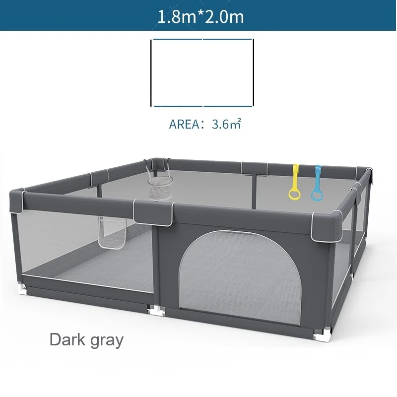 IMBABY 180x200 Baby Playpen Dark Grey Playpen for Baby Playground Safety Barrier Play Space for Children Playpen Game Baby Park