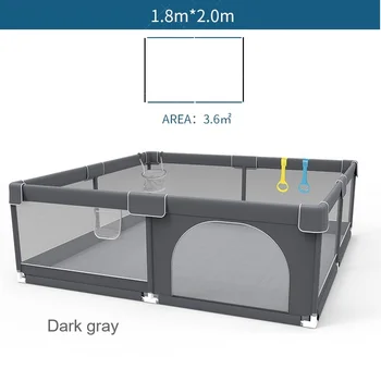 IMBABY 180x200 아기 놀이터 어두운 회색 놀이터 아기 놀이터 안전 장벽 놀이 공간 어린이 놀이터 게임 아기 공원