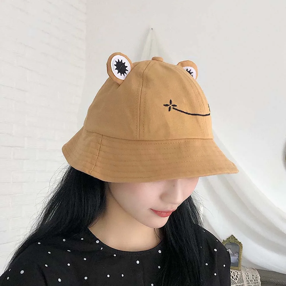 Anti-Fog Adjustable Sun Protective Women Frog Cotton Visors Hat Fisherman's hat Sun Hat Bucket cap