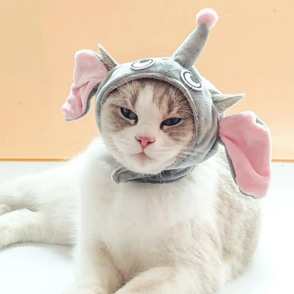 Pet Headgear Fastener Strap Cartoon Shape Decorative Cute Dress Up Plush Adorable Elephant Pet Hat Soft Headwear Pet Accessories