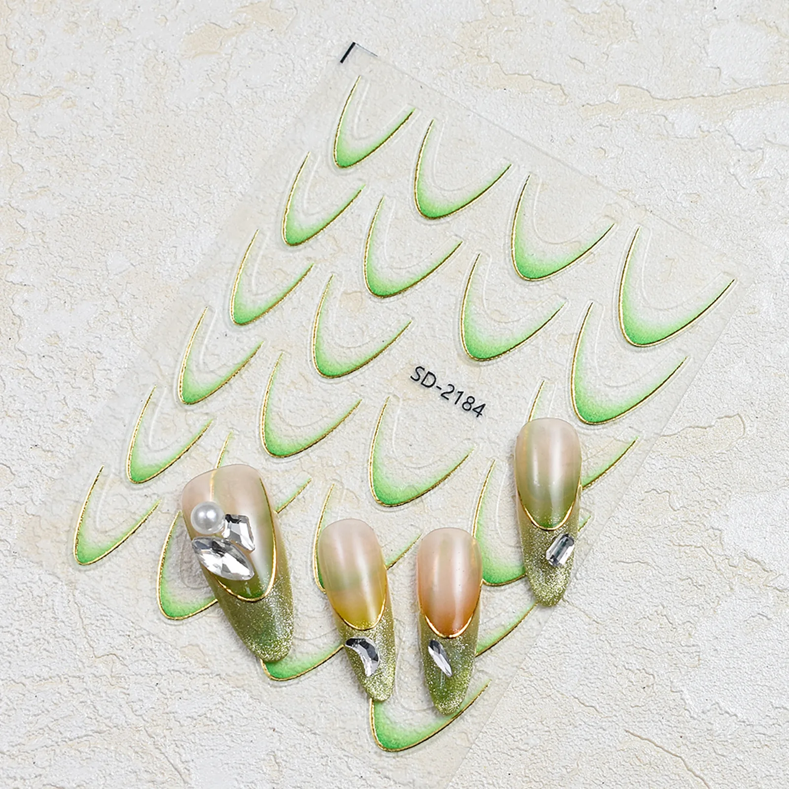 Hot Stamping Gradiënt Franse Lijn Nagels Stickers Crescent Smile Klassieke lijn Zelfklevende Nail Art Stickers Decals Decoratie