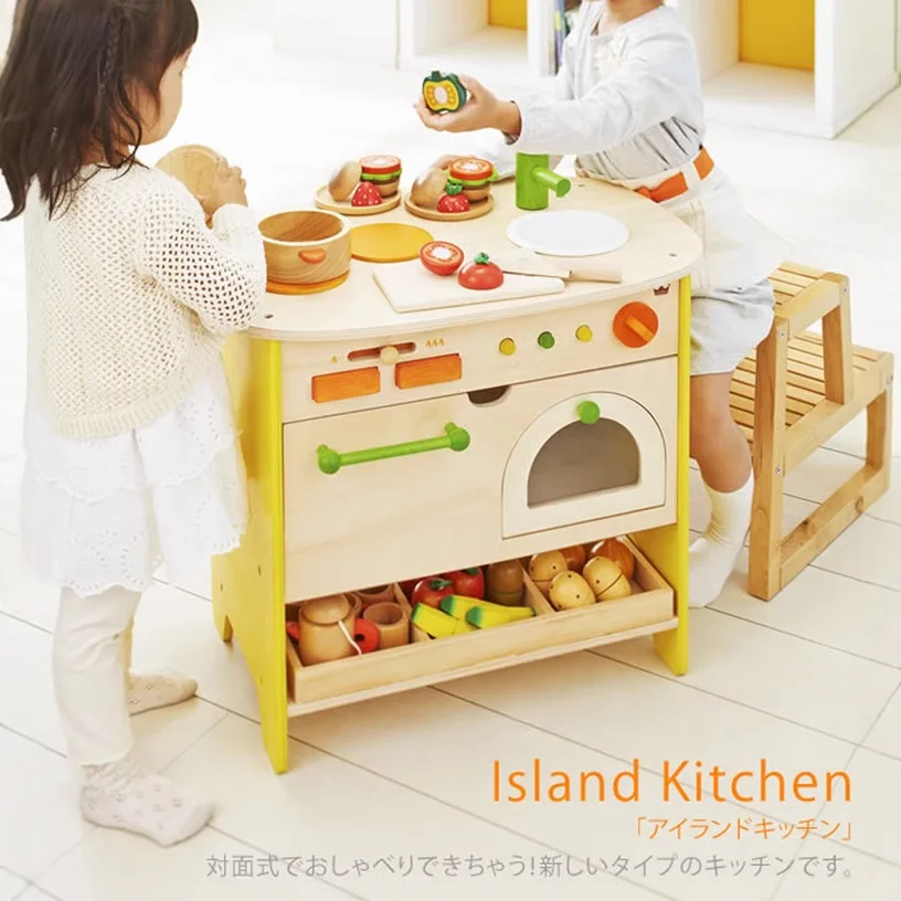 Wooden kitchen set stove toys, wooden play house cut children's cooking kitchenette gas stove toys