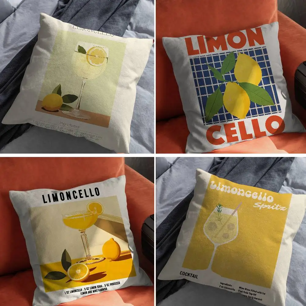 

Limoncello Cocktail Pillow Case For Car Pillows 60x60 Cushions Luxury Double sided Cover Home and Decoration Sofa 30x30