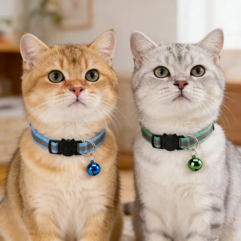 Reflective breakaway cat collar with bell