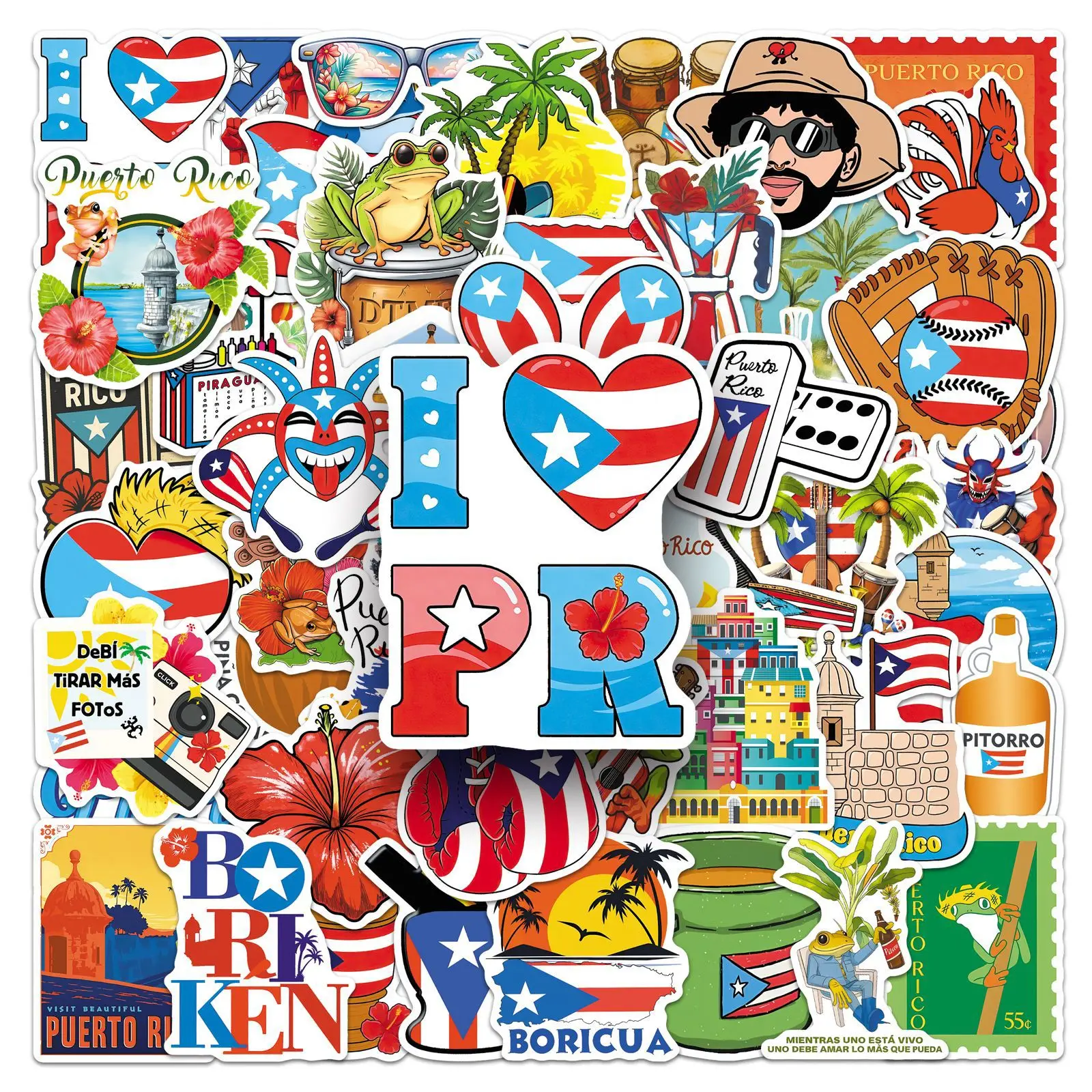 

50 Pcs Exquisite Puerto Rico Stickers USA Travel Outdoor Scenery Waterproof Decorate DIY Notebook Suitcase Phone Decals