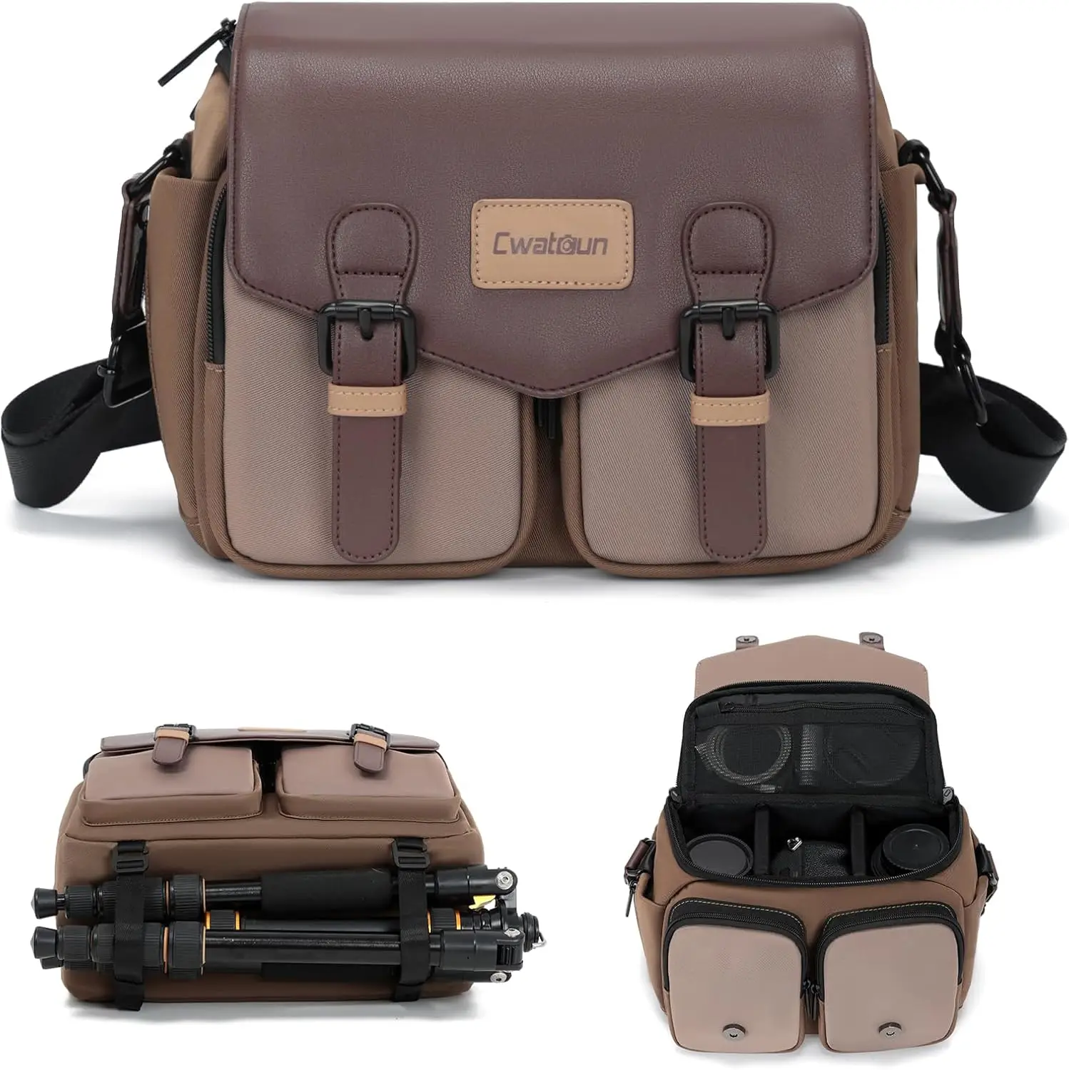 Japanese-style Color-blocking Single-shoulder Camera Bag, Outdoor Casual Photography Bag, Professional Crossbody DSLR Bag