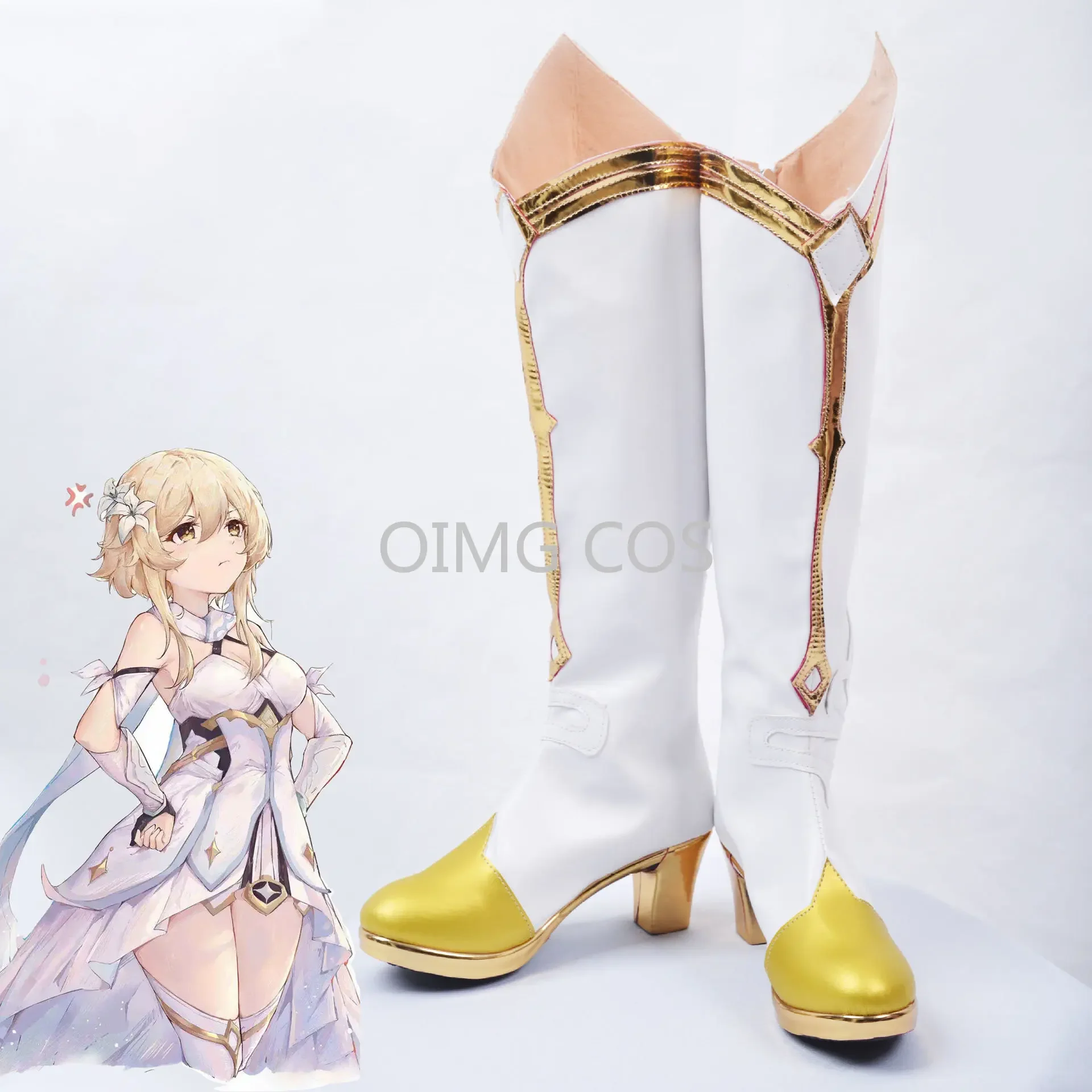 

Genshin Impact Lumine Cosplay Shoes Anime Chinese Style Halloween for Women Role Game playing props