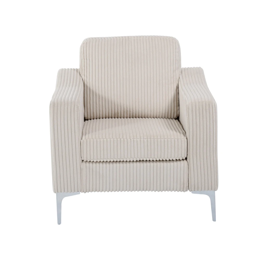 Modular Assembly Lounge Sofa with Armrests Convertible Sectional Corduroy Couch Soft Upholstered Settee Beige