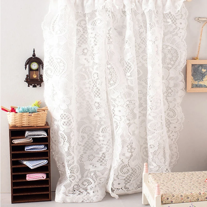 Rideau en dentelle miniature pour maison de poupée 1/12, décoration de chambre à coucher, accessoires pour maison de poupée, micro-scène, accessoires photo