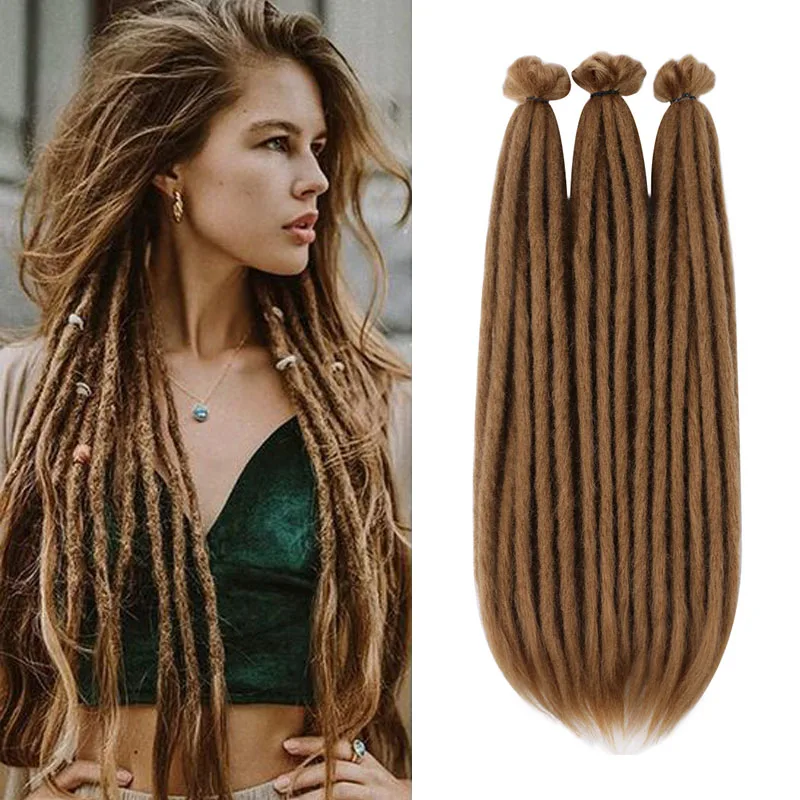 Handmade Dreadlocks Hair Extensions 20 Inch Soft Crochet Dreadlock Braids Hair Synthetic Faux Locs Braids Hair For Women And Men