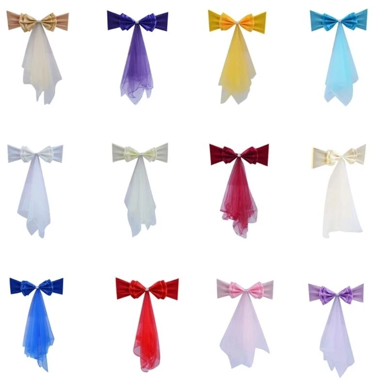 Satins Chair Sashes Chair Satins Tie for Wedding Reception Dining Room Party Decoration