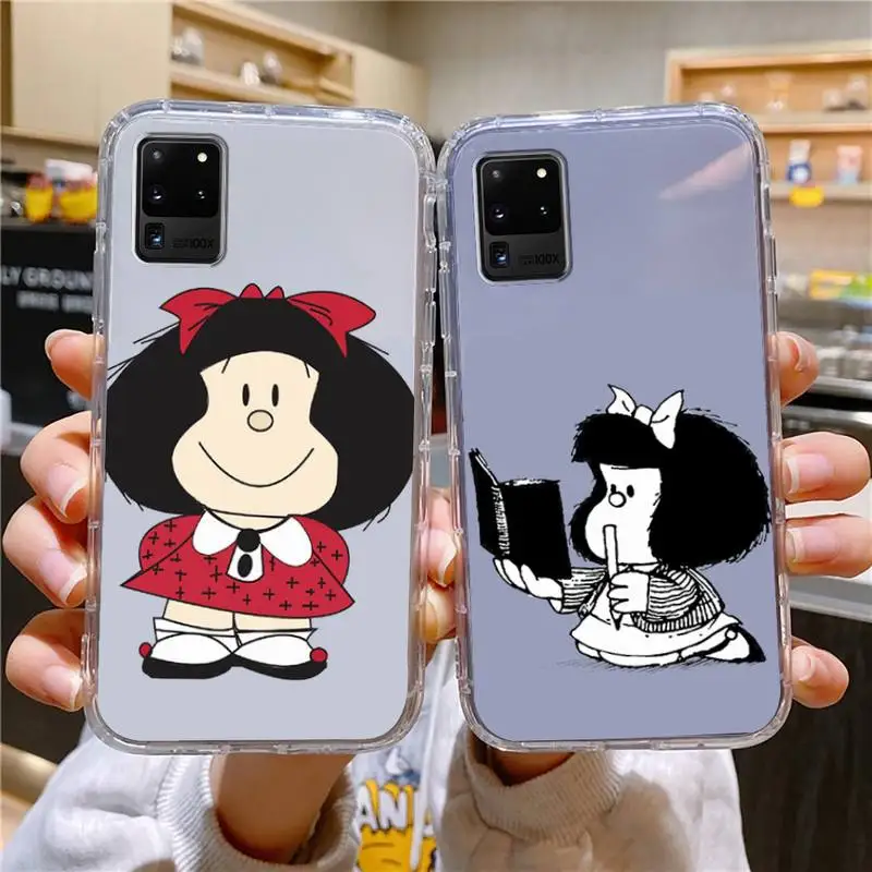 Mafalda Phone Case For Samsung Galaxy S10 S10e A70 Edge S22 S23 Plus Ultra Note10 Transparent Cove