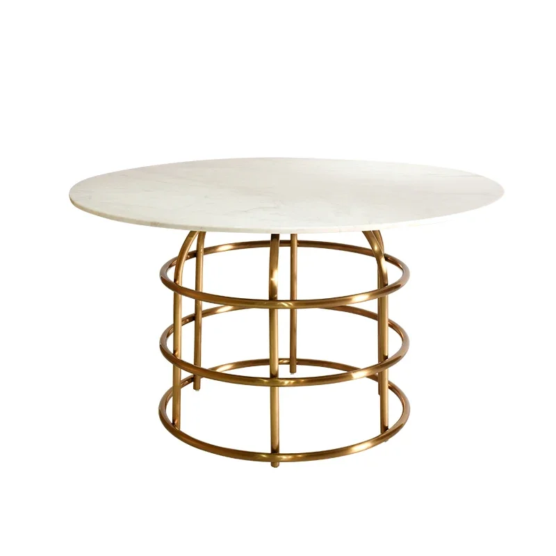 

Customized Italian Light Luxury Minimalist Round Marble Round Table Simplicity Household Stainless Steel Table Customization