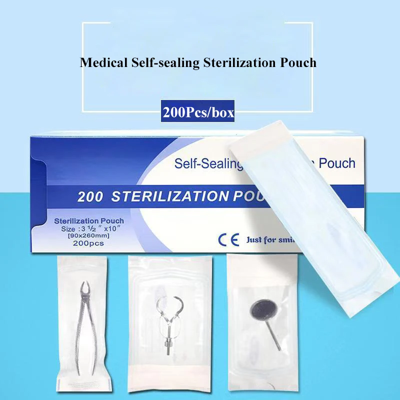 200Pcs Medical Self-sealing Sterilization Pouch Dental Beauty Salon Tattoo Nail Disposable ETO Steam Sterilization Storage Bag