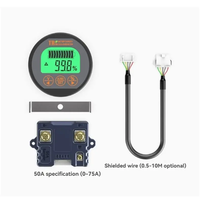 ABLU-For Ebike Li- Lithium Lifepo4 Compatible DC 8-120V 50A Coulomb Coulometer Meter Battery Capacity Indicator Ammeter