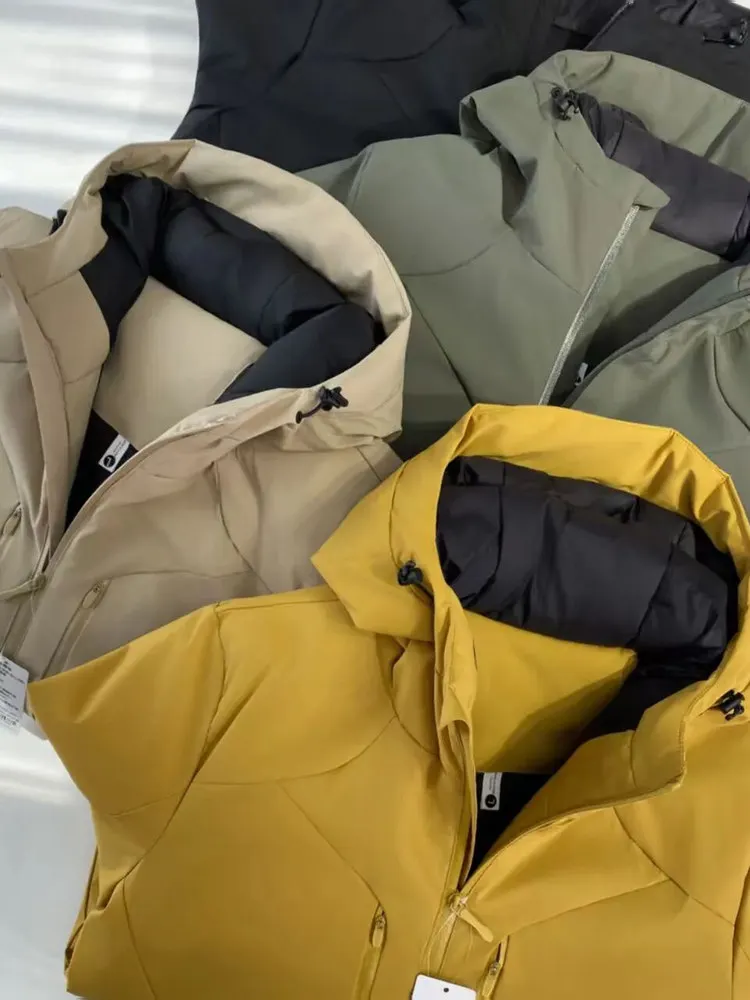 

Lightweight Outdoor Cotton Jaet Hooded Windproof Water-resistant Warm Casual Faion Urban Sle Zipper Decoration Polyeste...