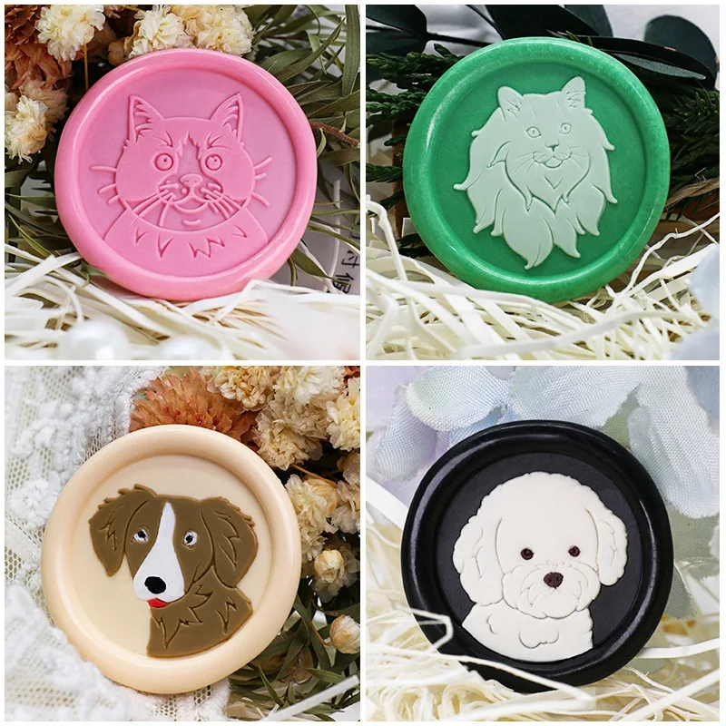 Cute Dog Cat Pattern Retro Sealing Wax Stamp Replace Head Seals Stamp Tool For Wedding Invitation Gift Packaging Scrapbook Decor