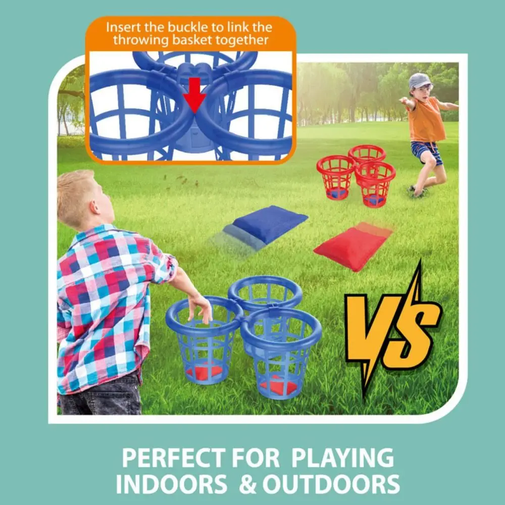 

2 in 1 Sandbag Throwing Game Kit Portable with Ladder Frame Outdoor Bucket Game Set Bean Bags Balls Interactive