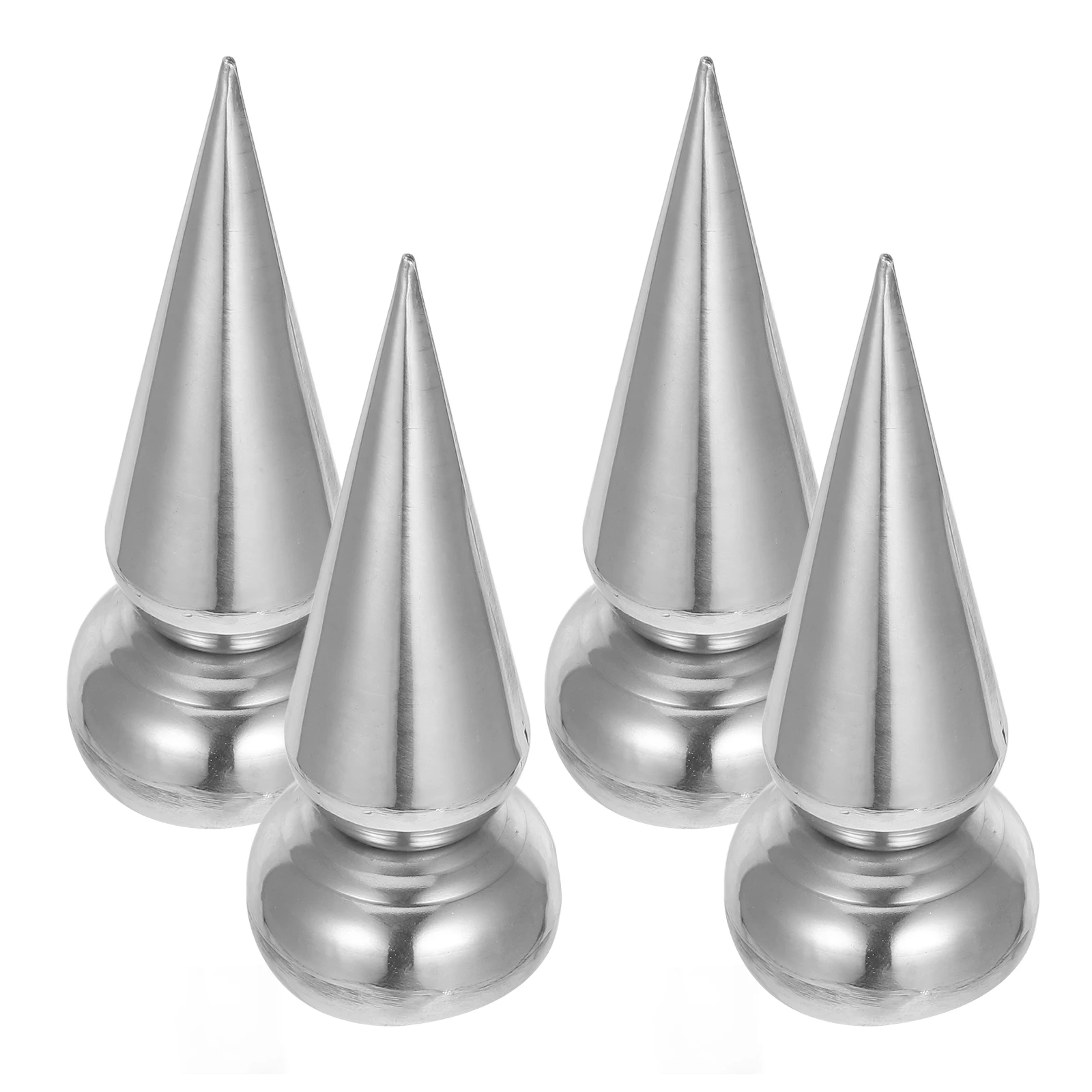 

4pcs Stainless Steel Conical Gun Head Fence Pickets 25mm Square Tube Black Metal Finial Tops Garden Yard Decor Outdoor Fence