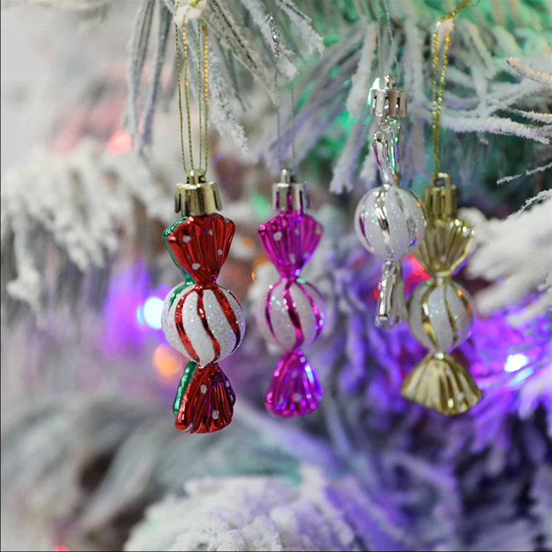 DIY Christmas Tree Decoration Pendant Electroplating Candy Xmas Ball Window Door Haning Ball 2024 Happy New Year