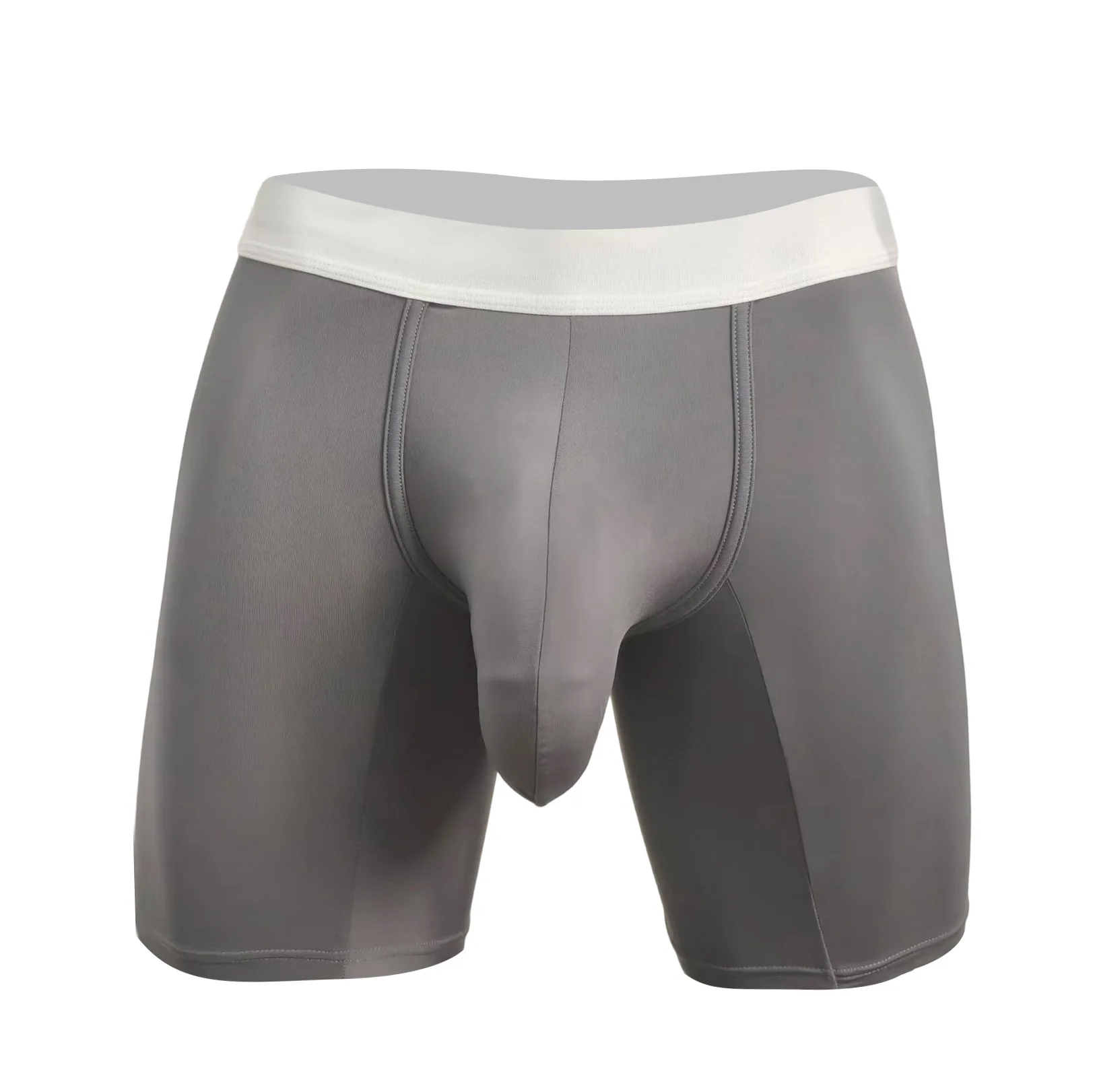 Mens Ultra Light Ice Silk Boxer Briefs Super Big Pouch Breathable Cool Long Sports Underwear Anti Friction Chafe Free Gym Trunks