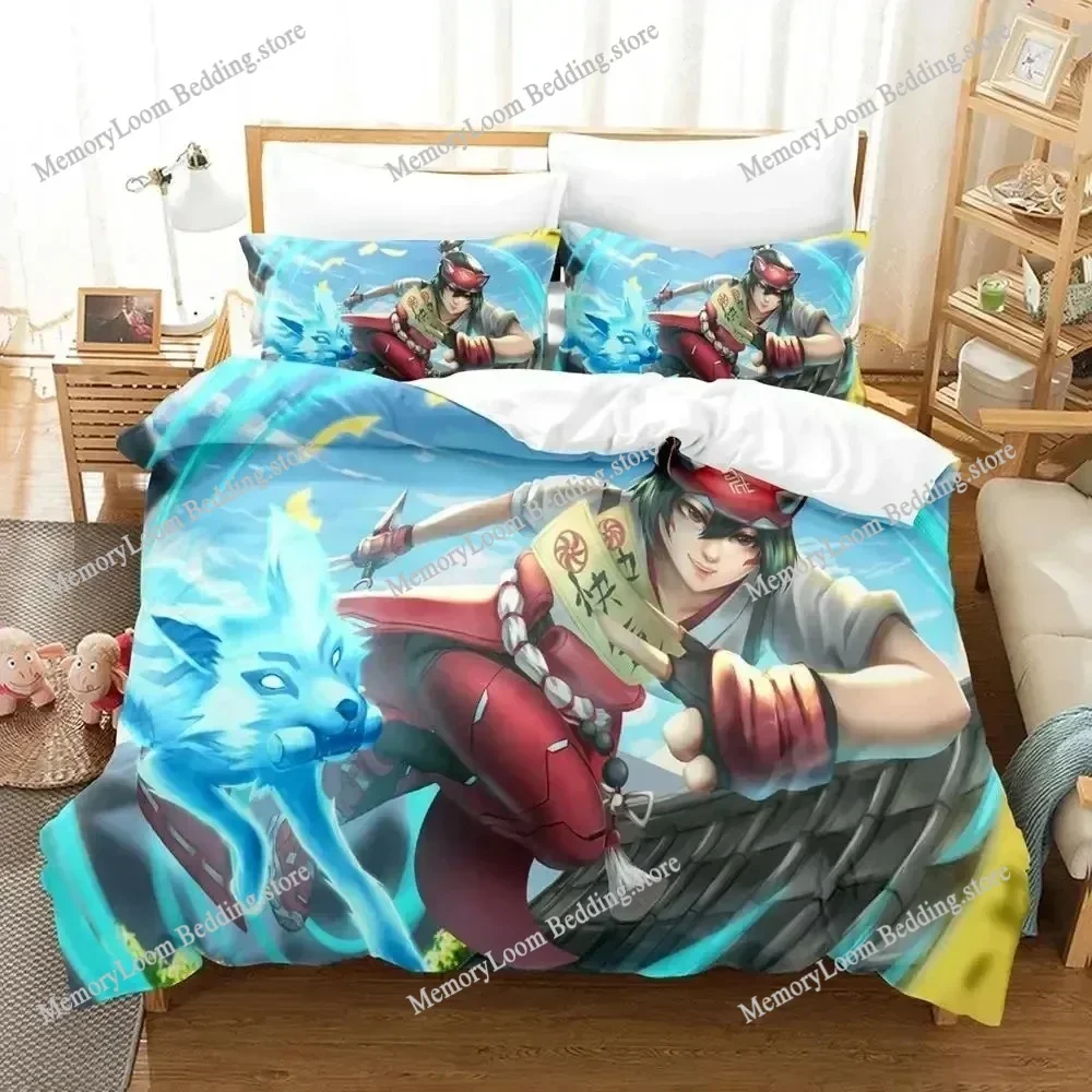 Game Theme Popular Kiriko Heads Overwatch 2 Bedding Set King/Queen Size Duvet Cover 3D Print Cozy Soft Home Textile Decor