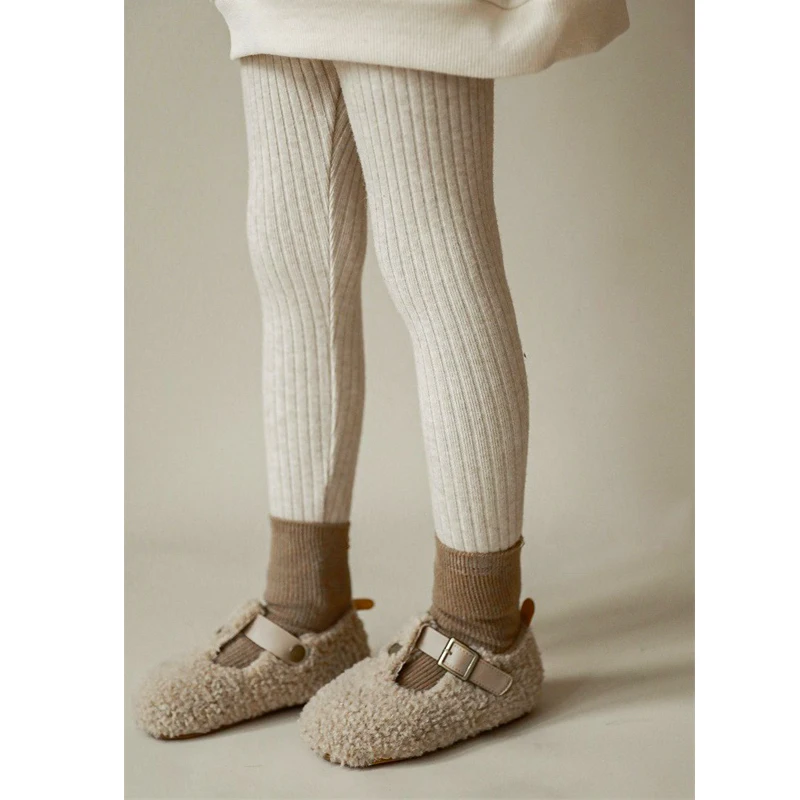 طفلة السراويل ربيع الخريف الاطفال محبوك بلون طماق الضيقة الفتيات مضلع مخطط مرونة بنطال ملاصق للجسم للأطفال #4