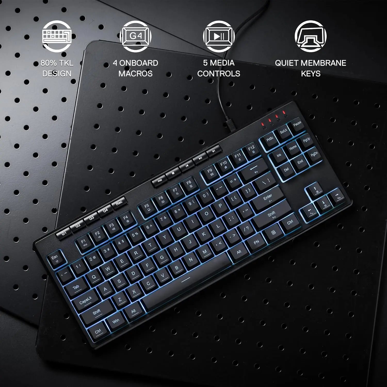 Redragon K516 Shiva TKL com fio RGB Membrana Gaming 87 teclas Teclado de sensação mecânica, interruptor linear suave