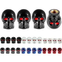 4Pcs/Set Universal Car Skull Style Antirust Copper Core Motorcycle Bike Car Wheel Tyre Tires Valve Stem Caps