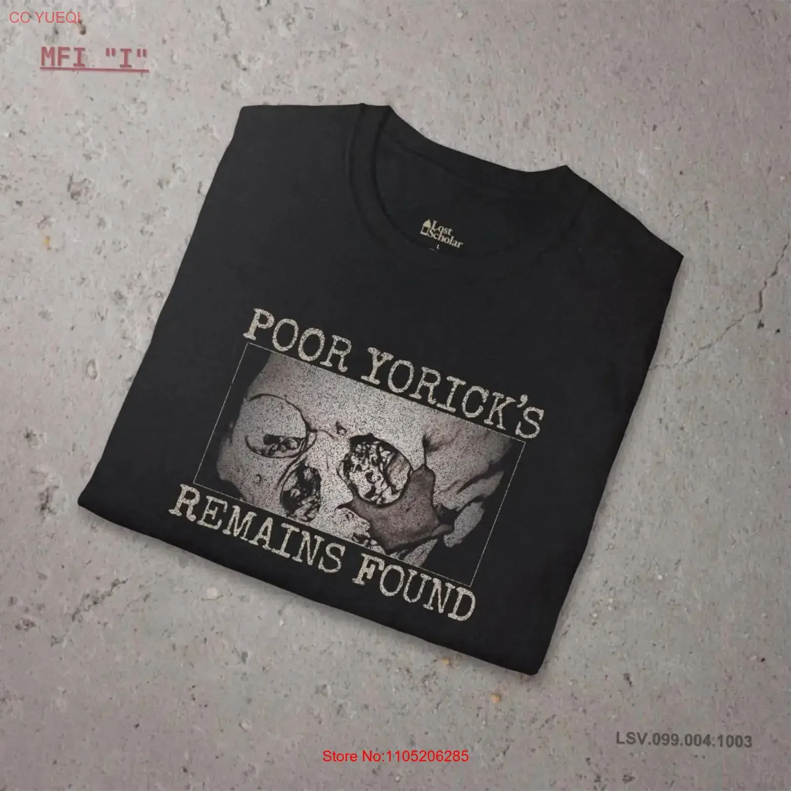 Yorick Cold Case T Shirt Hamlet Mystery Shakespeare Forensic File Literary Skull Theatre Vanitas Memento Mori Dark Academia