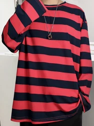 Spring Summer Striped Shirt Women Men Long Sleeve O-Neck Casual Oversized T Shirt Streetwear Harajuku Couple Tops Y2k Clothes