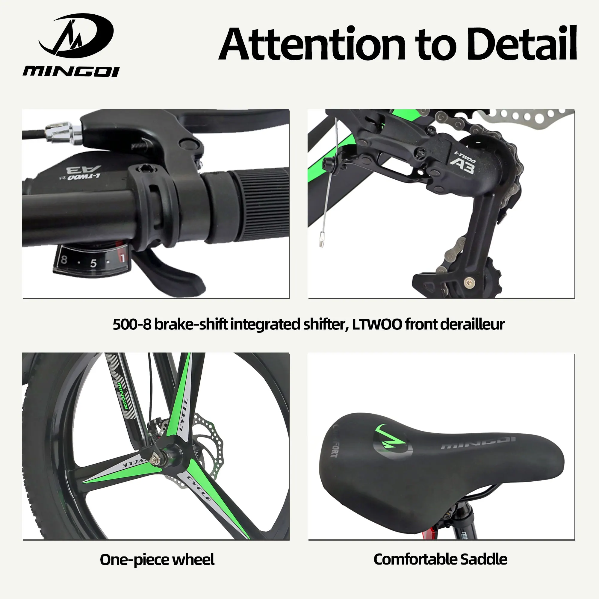 26 Inch Snow Mountain Bike 18 Inch Frame 24 Speeds Disc Brakes Lockout Suspension Fork Steel Frame Fat Tires Shock Absorber