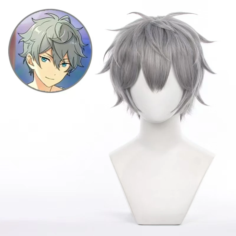Anime Izumi Sena Cosplay Wig Medium Grey Short Hair Heat Resistant Synthetic Fiber with Rose Net Anime Cosplay Wig For Men
