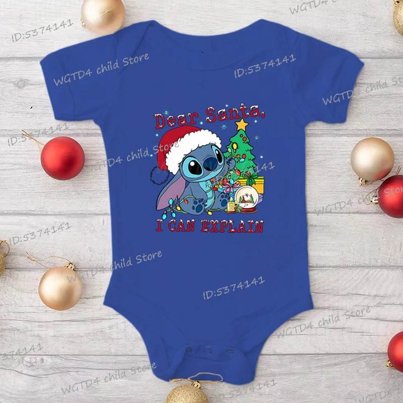 طفلة صبي بذلة لطيف غرزة عزيزي سانتا يمكنني شرح طباعة رومبير عيد ميلاد سعيد شجرة ضوء Kawaii الكرتون الملابس