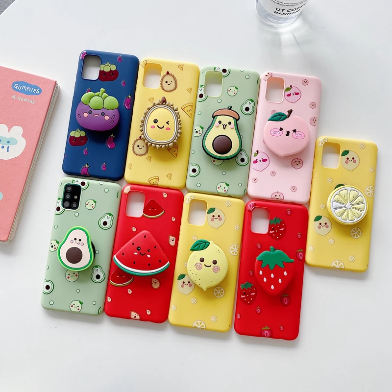 3D Silicone Fruit Phone Stand Holder Case For Samsung Galaxy A52 A32 A72 A12 A51 A71 A53 A33 A73 A13 A23 4G 5G A52s A 53 Cover