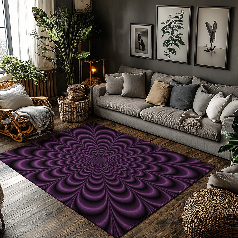 

Tuniu Psychedelic Optical Illusion Round Rug, Abstract Purple Floor Mat, Decorative Home Carpet, Non-Slip Area Rug