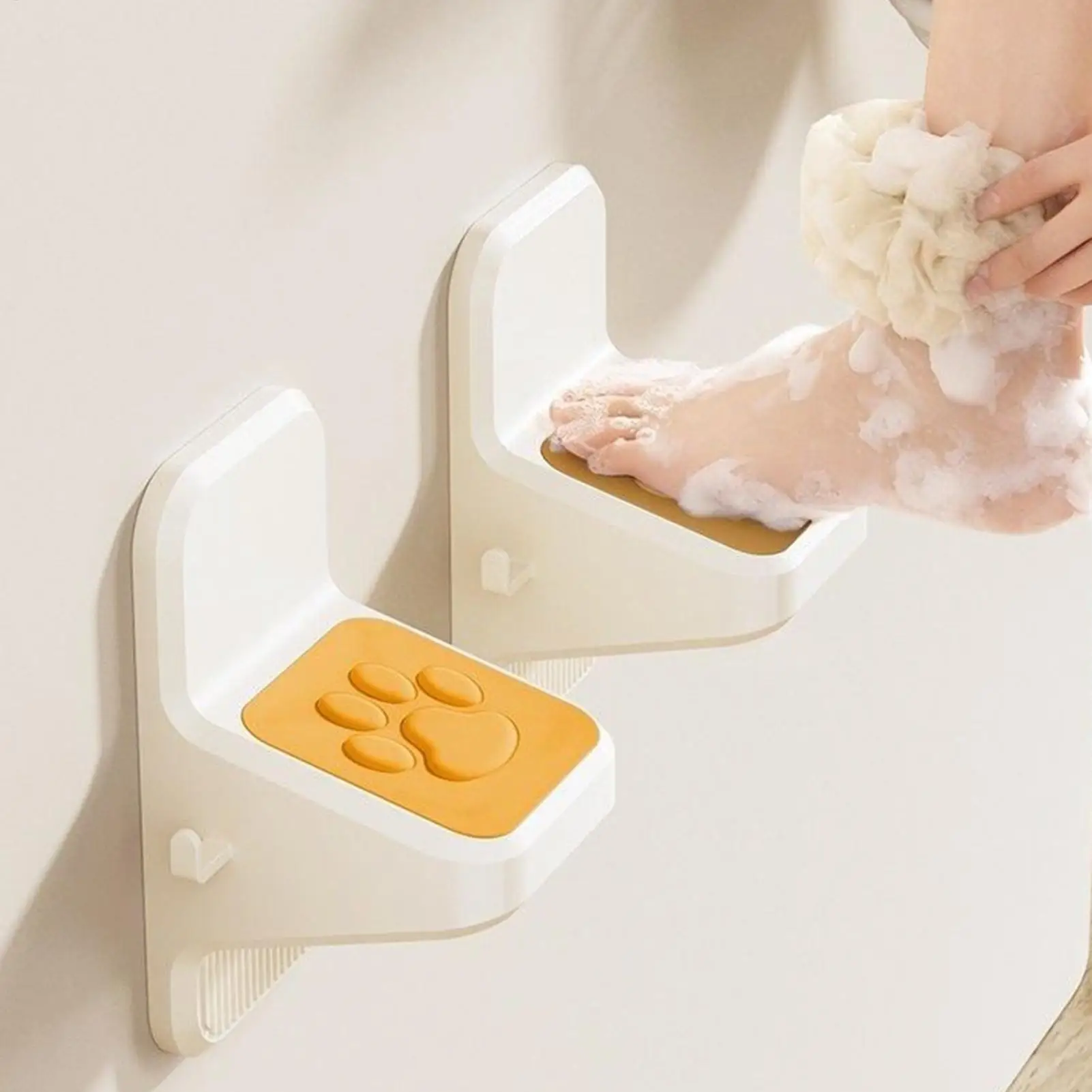 Leg Shaving Shower Foot Rest Wall-Mounted No-Drill Support With Hooks Shower Step For Shaving Legs For Bathroom Toilet Bathtub