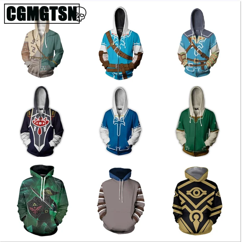 CGMGTSN gra Zeldas z nadrukiem 3D bluza z kapturem na zamek sweter przebranie na karnawał płaszcz na co dzień Halloween kurtka Anime uliczny dla mężczyzn kobiet
