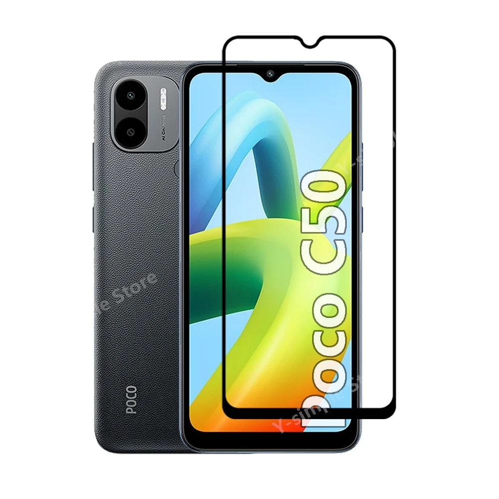 زجاج مقسى لـ xiao Poco C50 ، واقي شاشة ، تغطية كاملة ، غشاء عدسة كاميرا ناعمة ، زجاج هاتف 4 Plus 4
