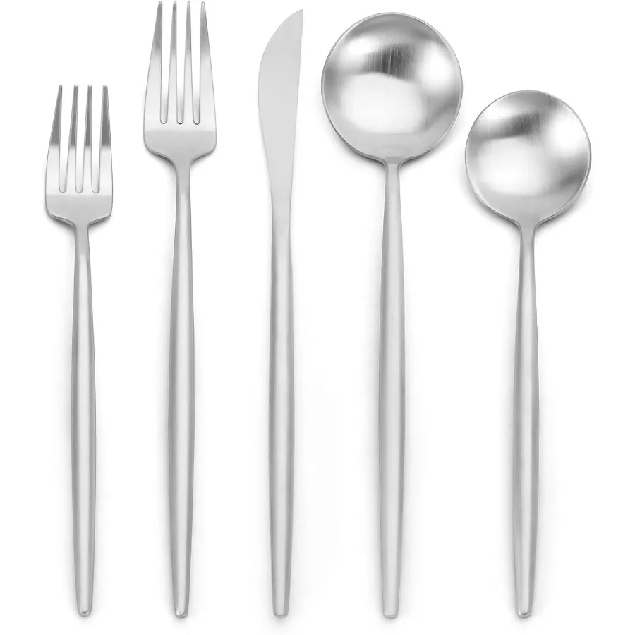 

Матовый набор столовых приборов из нержавеющей стали, 40 предметов, набор столовых приборов, сервиз для 8 атласных наборов кухонной утвари, посудомоечная машина Saf