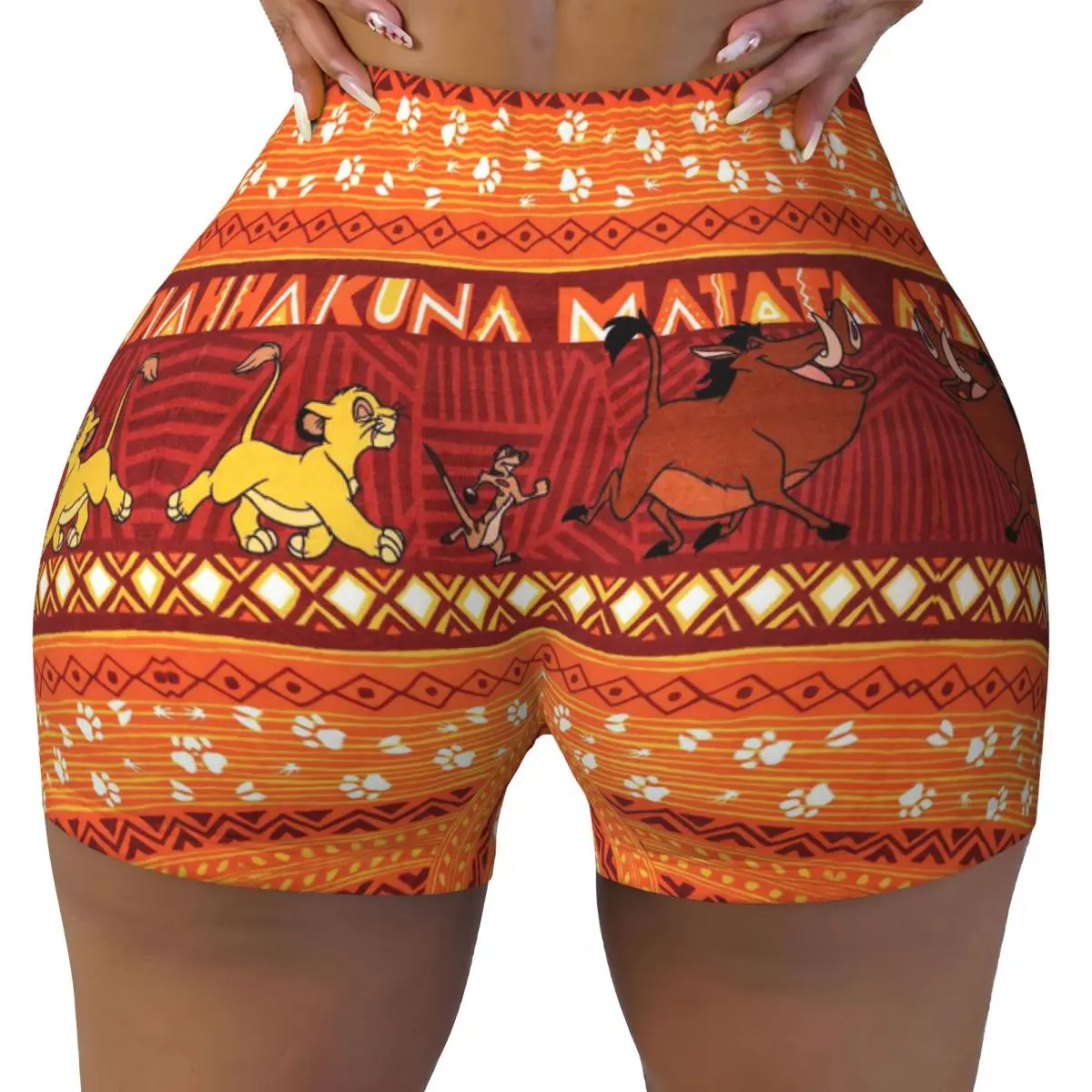 Custom King Lion Anime Film Gym Volleyball Biker Shorts Women's Workout Yoga Shorts