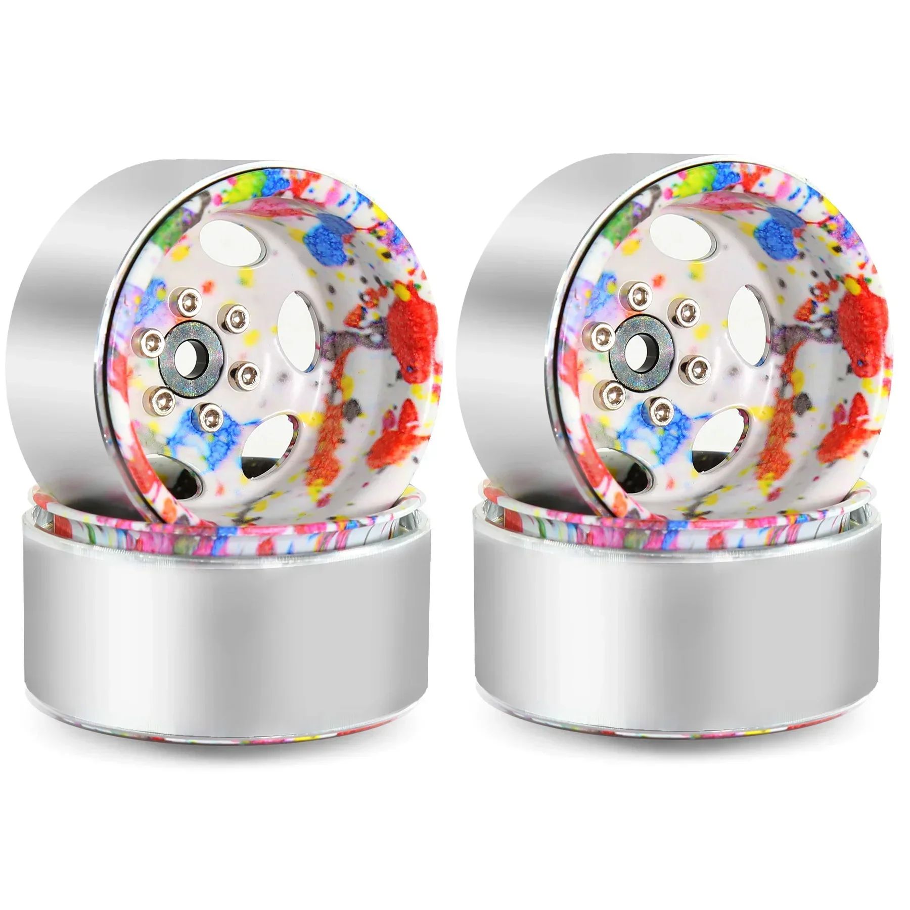 

4Pcs 1.9 Metal Beadlock Wheel Rims Negative Offset for 1/10 RC Crawler Compatible with Axial SCX10 Traxxas TRX4 D90 And More