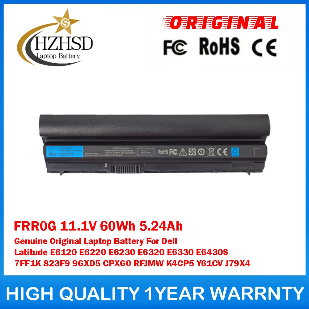 

FRR0G 11.1V 60Wh 5.24Ah Genuine Original Laptop Battery For Dell Latitude E6120 E6220 E6230 E6320 E6330 E6430S 7FF1K 823F9 9GXD5